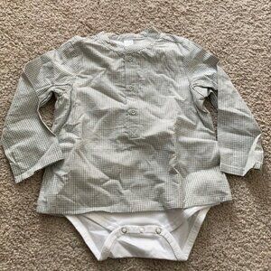 Little Sun 2T Boys Green Gingham Bodysuit